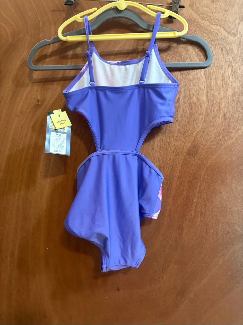 Art Class Purple One-Piece Swimsuit with Pink Floral Print NWT size 8